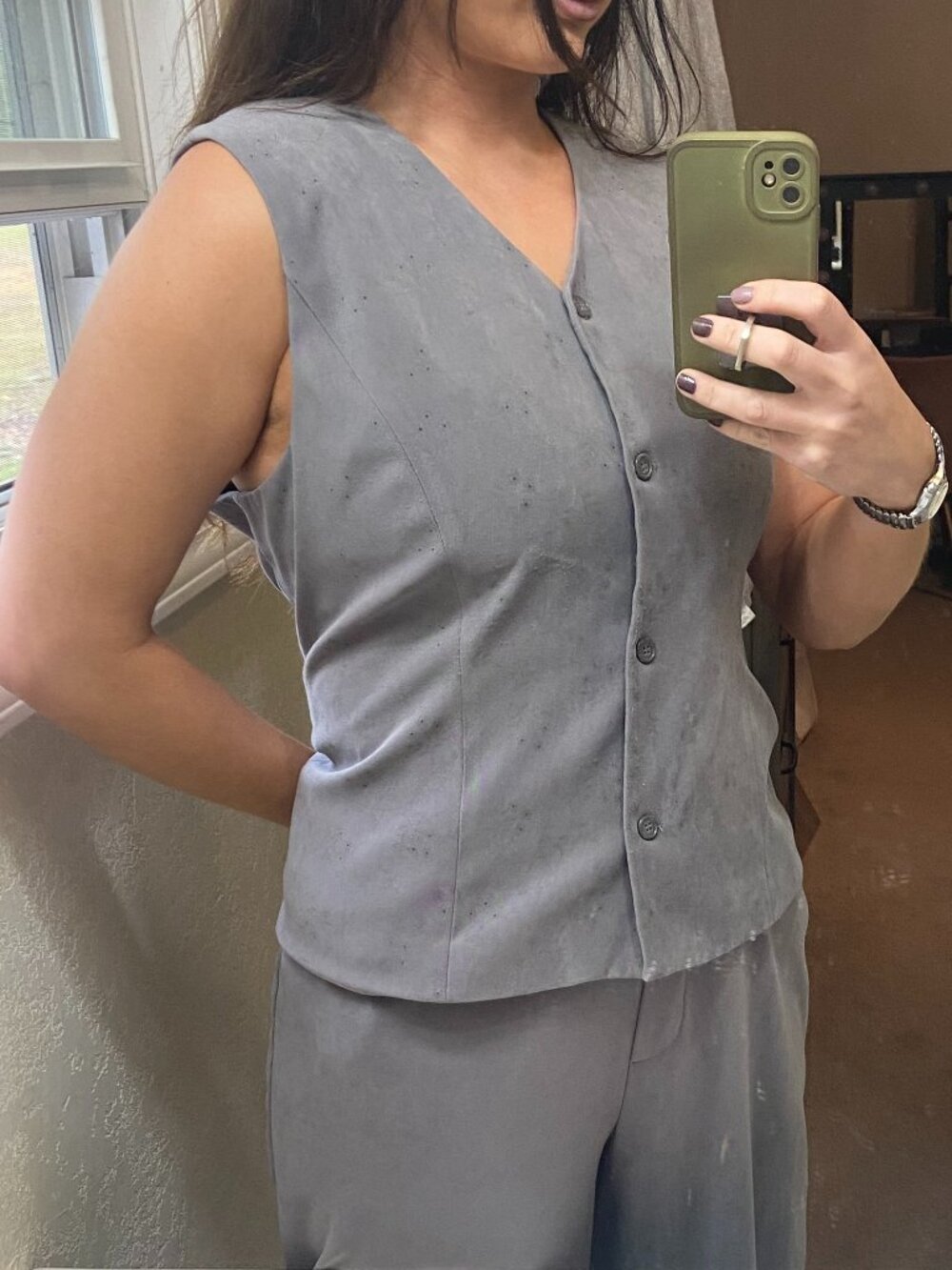 Vintage 90s Pant Suit Set Gray Vest & Pants 14 Career RachelGreen Casual Corner